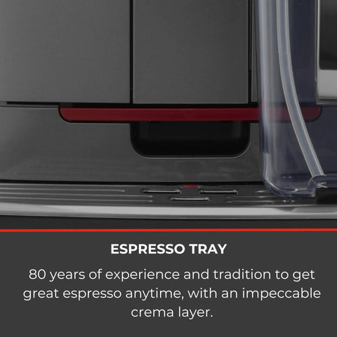 Espresso tray of Top Shelf Super Automatic Espresso Machine in anthracite, designed for impeccable crema layer at home.