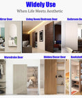 Widely used concealed wall mount sliding barn door hardware in various settings like bedrooms, bathrooms, and closets.