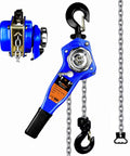 Heavy Duty Lever Chain Hoist With 1650 Lbs Capacity 5 Ft Manual Ratchet Chain Puller With Bolt On Swivel Hooks visible in blue