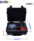 Shop Ready Handheld Surface Roughness Tester With 0.001 Micron Resolution For Ra Rz Rq Rt Measurements ISO ANSI DIN JIS Standards Data Storage And Output Calibration Block Included Pro Grade Instrument For Precision Machining And QA in open protective carrying case.