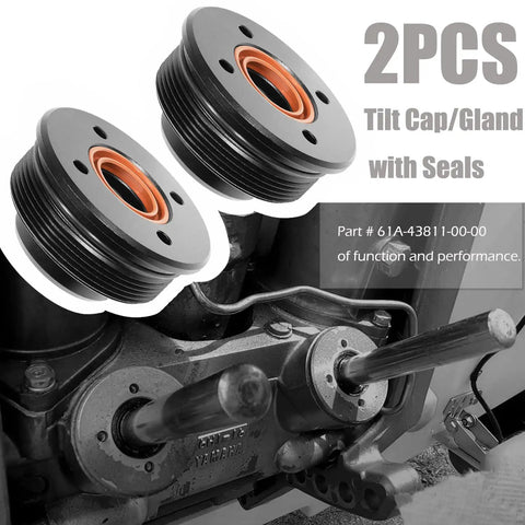 Tilt Cylinder End Cap With Seals For Yamaha Outboard V6 3 3L 200 HP 225 HP 250 HP 300 HP Marine Grade Aluminum Precision OEM Fit 2 Pack Replacement For Seamless Install