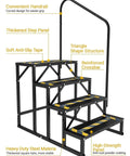 Heavy Duty Rv Entry Steps With Sturdy Handrail Four Step Camper Stairs For Travel Trailers Fifth Wheels And Mobile Homes No Fuss Setup with thickened step panel and soft anti-slip tape.