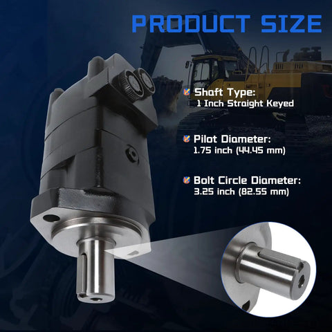 Hydraulic Motor 104-1789-006 Replacement For Eaton Char-Lynn 2000 Series, 9.59 Cu In Displacement, 2-Bolt SAE-A Mount, 470 RPM, 2780 PSI Beefed-Up Heavy-Duty, 1-inch straight keyed shaft