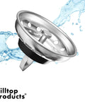 2 Pack Kitchen Sink Strainer And Stopper Combo For Standard Three And A Half Inch Drains, Stainless Steel Basket
