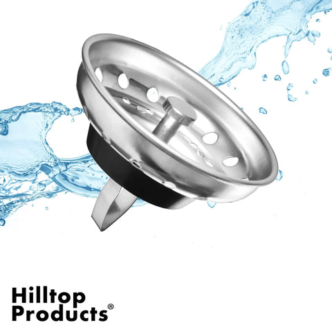 2 Pack Kitchen Sink Strainer And Stopper Combo For Standard Three And A Half Inch Drains, Stainless Steel Basket