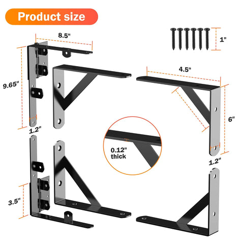 Heavy Duty Gate Frame Kit No Sag For Wood Fence Gates With size measurements and black steel corner brackets and screws