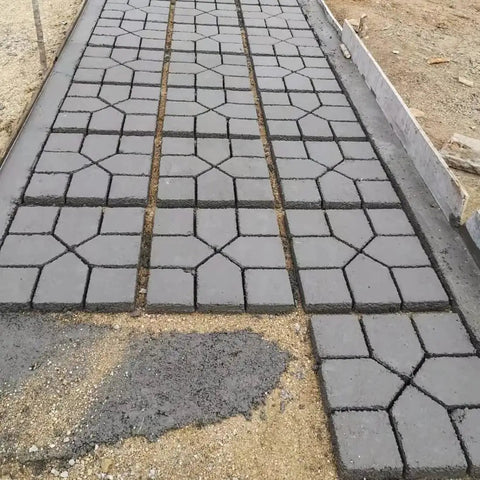 Cross Square Garden Pavement Mold Set For DIY Stepping Stones Reusable Concrete Forms For Pavers Lawn Patio Yard Walkway Stamping Eight Unique Shapes Patterns creating a concrete path.