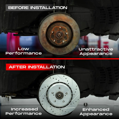 Upgrade Your Ride With Premium R1 Concepts Rear Brake Kit For 2001-2005 Acura EL And 2002-2003 Honda Civic Hatchback Includes Drilled Slotted Rotors Plus Ceramic Pads For Top Notch Damping Control