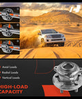 2 Pack Rear Wheel Bearing And Hub Assembly For Dodge Charger Challenger And Chrysler 300 2015 Through 2023 With 5 Lug Direct Fit High Load Capacity Ball Bearing For Superior Axial And Radial Support shown alongside a rugged vehicle in desert terrain.