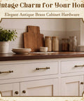 Vintage Zinc Alloy Cabinet Hardware Kit With Six Round Floral Knobs And Six Fluted Bar Pulls for kitchen drawer with antique brass pulls.