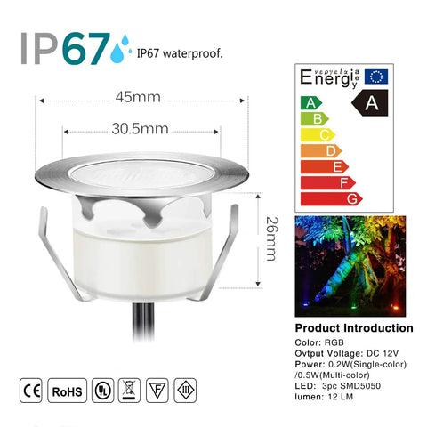 Outdoor RGB Deck Lights Waterproof Stainless Steel Recessed Pathway Garden Lighting Kit 10 Pack With Silver Border For Steps Patio Stairs And Walkways Today