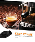 Heat Proof Steam Wand Sleeve Kit For Coffee Machines Insulated Pipe Cover Replacement To Prevent Burns Anti Scald Shield And Safety Accessory Durable Silicone Non Slip Grip Keeps Hands Cool During Frothing For Home Baristas displayed next to an espresso machine with a glass of coffee.