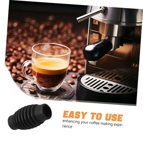 Heat Proof Steam Wand Sleeve Kit For Coffee Machines Insulated Pipe Cover Replacement To Prevent Burns Anti Scald Shield And Safety Accessory Durable Silicone Non Slip Grip Keeps Hands Cool During Frothing For Home Baristas displayed next to an espresso machine with a glass of coffee.