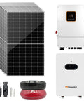 Heavy Hitter 5Kw Solar System Complete Kit featuring ten 550W bifacial panels, hybrid inverter, and battery.