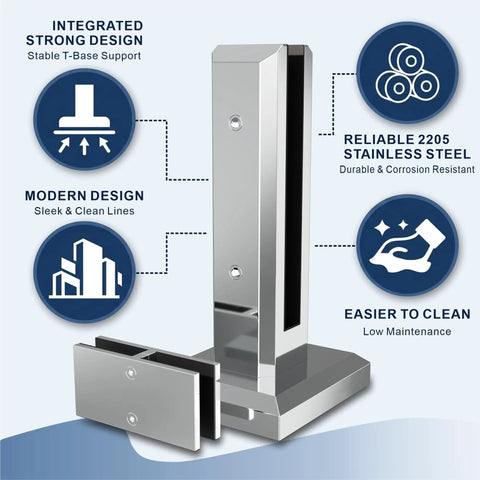 Top Tier Six Panel Laminated Glass Railing Kit For Decks with robust stainless steel base design and easy clean features.