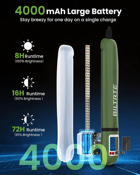 Inflatable 24 Inch Solar Camping Lantern Must Have With Magnetic LED Tube Light USB C 4000mAh Phone Charger IP66 Waterproof