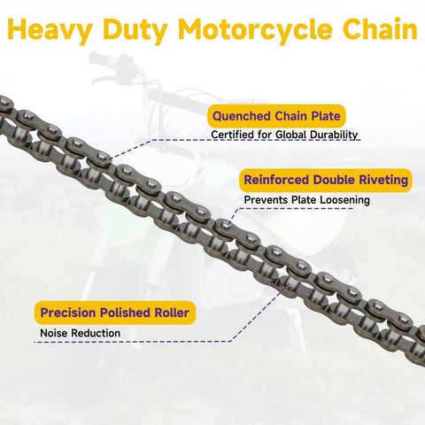 Heavy Duty 132 Link 25H Drive Chain For Razor MX Series Dirt Bikes And Mini Motocross Rigs XRF500 Off Road Scooters details
