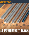 Powertec T-Tracks lineup including miter track and heavy-duty aluminum T-bar for 48-Inch Miter T Track With T Bar For Table Saw.
