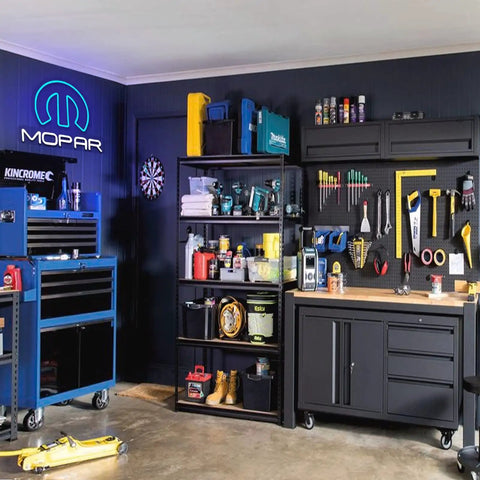 Mopar Emblem Neon Sign Palm Size LED Neon for Garage and Man Cave Decor With USB Power and Dimmer Kit Blue and White Tubes Retro Auto Parts Shop Sign for Cars and Motorcycles Enthusiasts