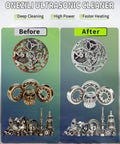 Before and after of mechanical parts cleaned with Industrial Ultrasonic Cleaner 30L 600W With Adjustable Power, Sweep And Degas