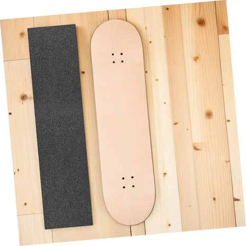 Non Slip Deck Covering For Skateboard And Kick Scooter Waterproof PVC Grip Tape beside skateboard deck on wooden floor