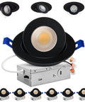 4 Inch Gimbal LED Recessed Lights Dope 5CCT Dimmable Eyeball Can Lights With J Box Black 360 Degree And 90 Degree Adjustable Retrofit