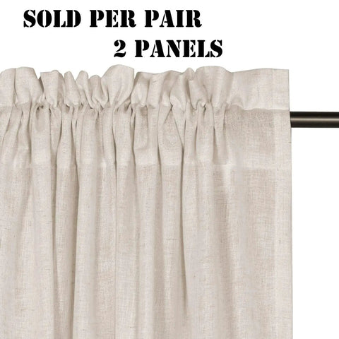 Light Filtering Linen Textured Curtains For Living Room OpenWeave Angora Drapes 2 Pack 52x54 Rod Pocket Privacy Panels close-up