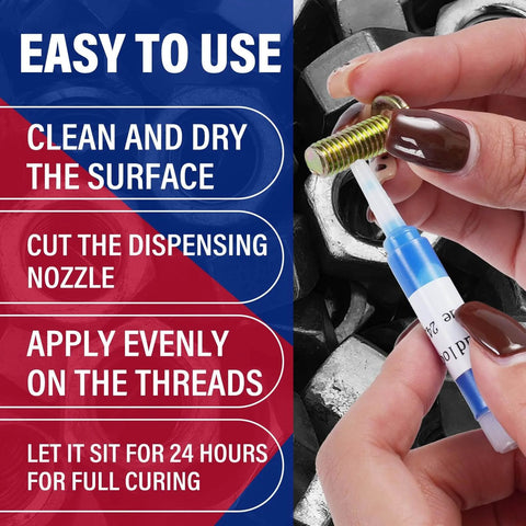 Using Thread Locker Duo Pack Blue 242 And Red 271 In 2ml Bottles 50 Pack Total 25 Packs Each Medium To High Strength Locking Compound