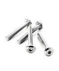 Five flat-head hex socket cap screws, 1/4-20 x 1 inch, stainless steel, fully threaded, bright finish.