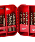 Cobalt Red Helix Metal Drill Bit Set, 29 Piece Kit For Tough Metals And Wood, Pro Grade Heavy Duty Bits in red case