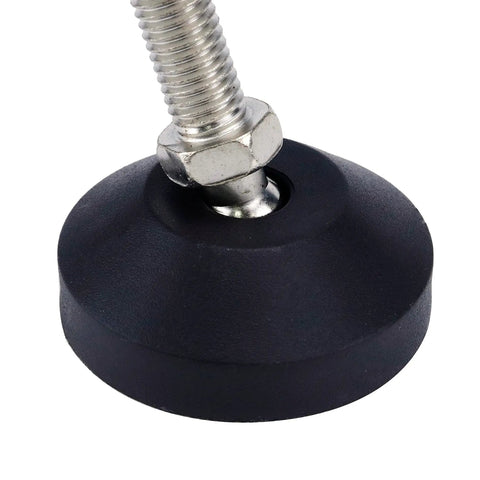 Heavy Lifter Adjustable Furniture Glides Non Slip Swivel Leveling Feet with M12 thread and rubber base for stability.