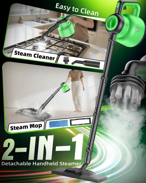 12In1 Steam Mop With Detachable Handheld Cleaner Straight Up Game Changer Chemical Free Deep Floor Steamer 1400W Quick Heat 221Degree Tool For Hardwood Tile Laminate Rug in use on stovetop and floor.