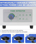 Control panel of Heavy Duty Laser And Solder Fume Extractor Featuring A Badass 100W Brushless Motor delivering adjustable suction power.
