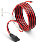 Heavy Duty 3 Pin CB Radio Power Cable With 16 AWG Wire And 15 Amp Fuse Direct To Car Battery Frees Up Lighter Socket For On The Road Use Compatibility With Cobra Galaxy Midland And Other Major CB Radios, coiled cable and fuse detail