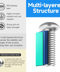 1/4-20 stainless steel hardware kit with multi-layered structure for enhanced screw stability and precision screw head features.