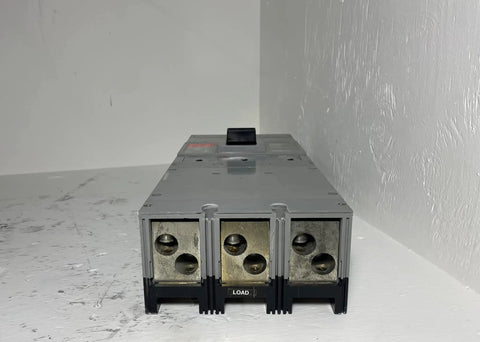 Heavy Duty Three Pole Jd Frame Circuit Breaker Rated At 350 Amps And Six Hundred Vac from the front, showing terminals and load area.