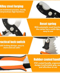 Heavy Duty Wire Stripper Cable Cutter With 45 Steel Body And Stainless Return Spring For Electricians Auto Opening Pliers Crimper Tool showing alloy steel forging and rubber coated handle.