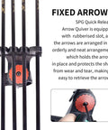 Adjustable Leather Archery Arrow Quiver with Quick Shoot System showing fixed arrows in rubberized slots for secure grip