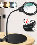 Desk Magnifying Lamp With 10X 20X Glasses Hands Free Stand Lighted Magnifier Three Color Modes for crafts with USB plug