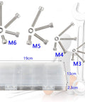 Heavy Duty Top Shelf 304 Stainless Steel Hex Socket Cap Screw And Nut Assortment Kit featuring Metric Fasteners in a secure box.