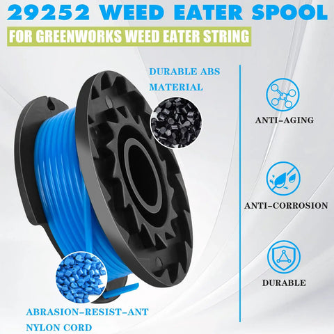 Replacement Spool For Weed Eater String 0.065 Inch 16 Ft Auto Feed Line For Cordless Trimmers Compatible With Greenworks 24V