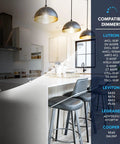 Image showcasing Top Shelf 2 Inch Led Recessed Lights 12 Pack compatibility with various dimmers in a modern kitchen setting.