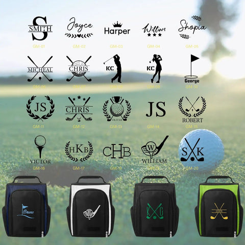 Custom Embroidered Golf Shoe Bag For Men With Monogram, Large Capacity Zippered Golf Gear Carrier With Top Strap And Side Pockets
