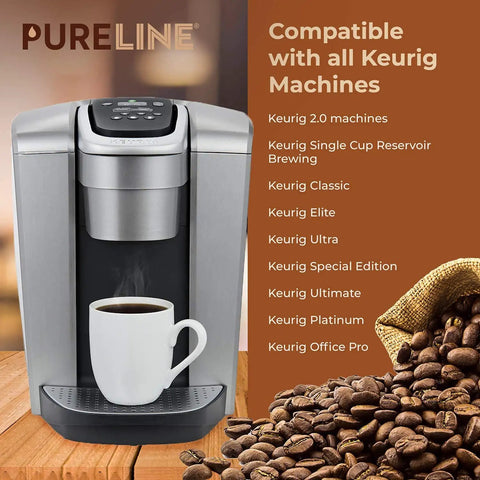 Charcoal Water Filter Replacement Pack For Keurig Coffee Makers 12 Count By Pureline Micromesh Filtration For Keurig 1.0 And 2.0 Helps Improve Taste With Cleaner Fresher Brew Every Time Keeps Coffee Tasting Great