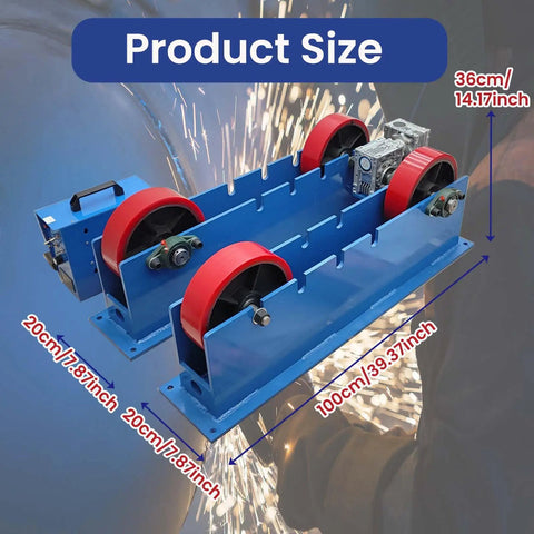 Workhorse Welding Turning Rolls With Linkage Roller 110V Electric Pipe And Tank Positioner Adjustable Diameter From 2 To 59 Inches PU Wheel Support 4400 LB Load Capacity Pro Grade Fabrication Equipment, 100cm x 20cm x 36cm
