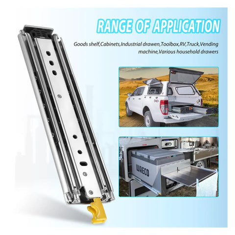 Heavy Duty Full Extension Drawer Slides Pair Bully Tough Ball Bearing Side Mount Guides for RV Toolboxes 12 Inch steel track