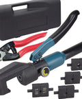 Pro Grade Hydraulic Crimper Tool For 1/8 Inch Stainless Steel Cable Railing Fittings With Custom Dies, Cable Cutter, Case