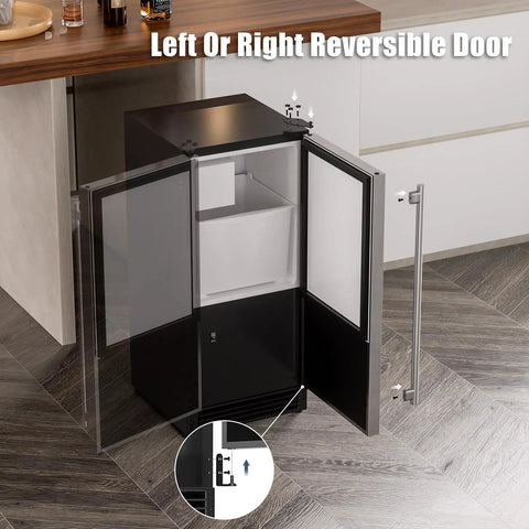 Drainless Under Counter Ice Maker With 22Lb Storage Bin Crescent Ice Free Standing Or Built In No Drain Required ETL Certified 2026 Upgraded Model with reversible door in kitchen setting