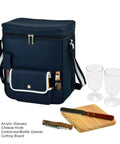 Top Tier Handcrafted Monogrammed Wine And Cheese Picnic Basket Cooler With Hardwood Board, Cheese Knife And Corkscrew, Built Tough In Usa for outdoor gatherings.
