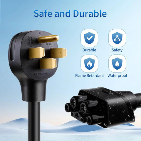 Top Tier Nema 14 50 Adapter For Tesla Mobile Connector Gen 2 240 Volt 32 Amp Ev Charging Cord showing safe and durable plug design with gold pins.